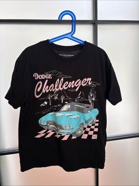 Dodge Challenger Kids Short-Sleeve Tee - Black with Pink & Turquoise